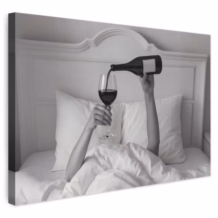 Leinwandbild - Laken - Arme - Wein - Glas — 1