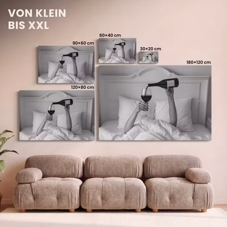 Leinwandbild - Laken - Arme - Wein - Glas — 6