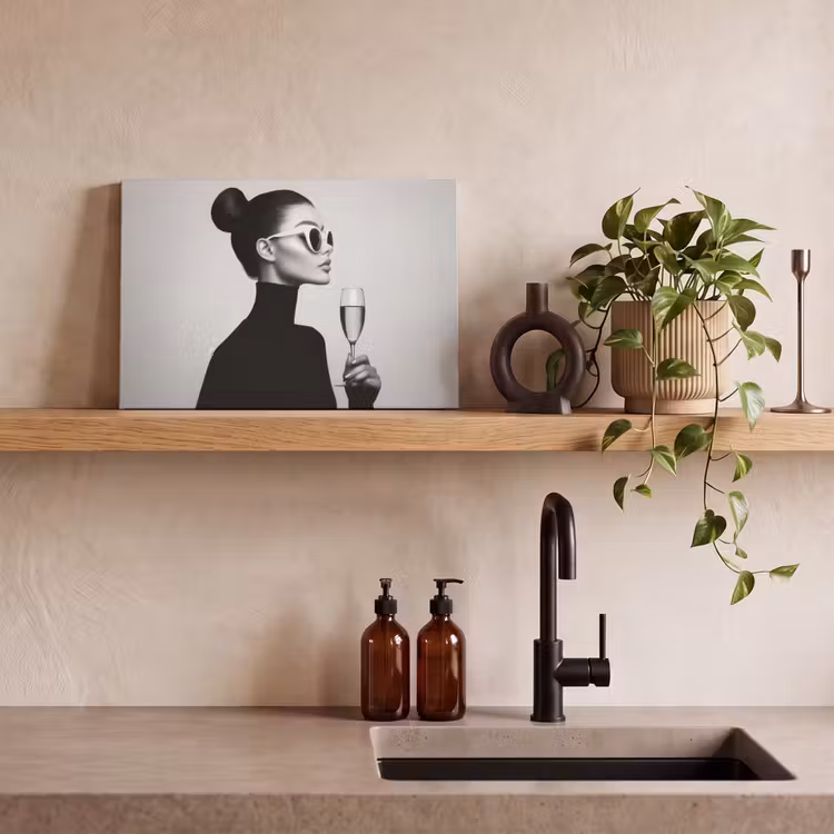 Leinwandbild - Frau - Champagner - Modern — 3