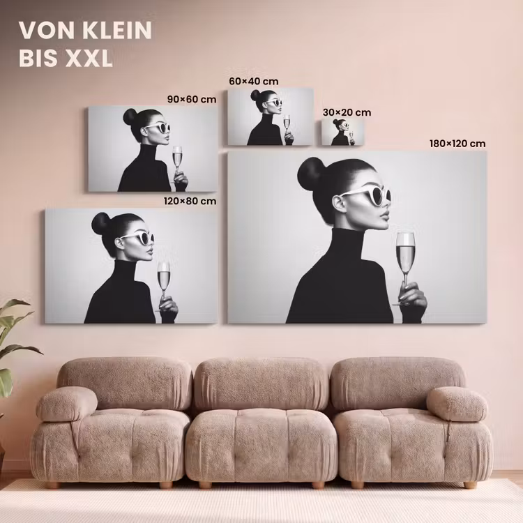 Leinwandbild - Frau - Champagner - Modern — 6