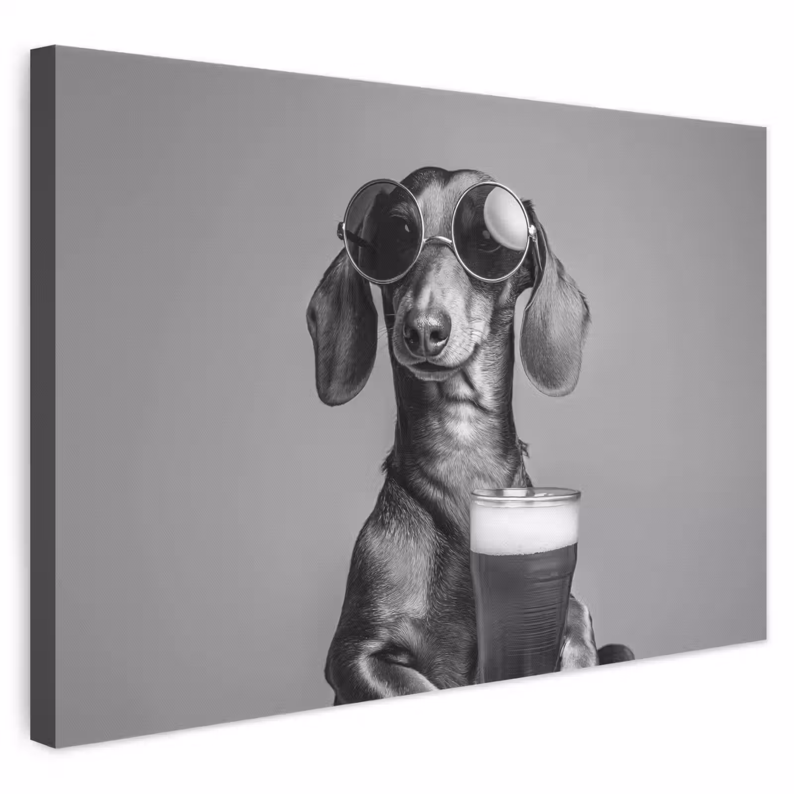 Leinwandbild - Dackel - Bier - Gläser - Gläser — 1