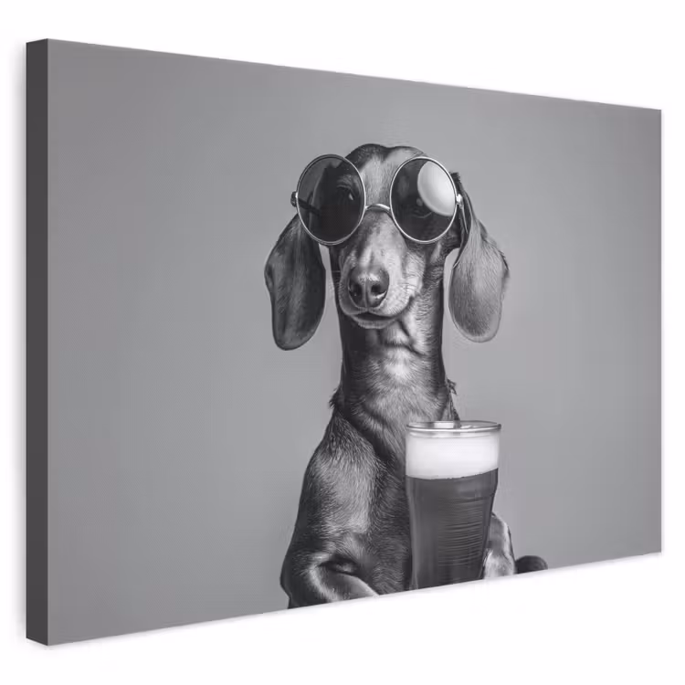 Leinwandbild - Dackel - Bier - Gläser - Gläser — 1