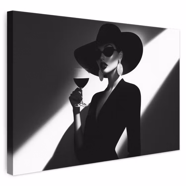 Leinwandbild - Frau - Wein - Chic — 1