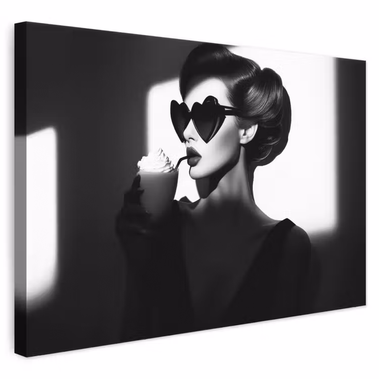 Leinwandbild - Frau - Schwarz - Herz — 1