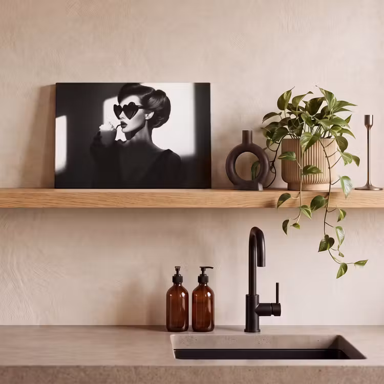 Leinwandbild - Frau - Schwarz - Herz — 3
