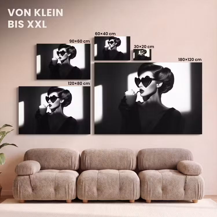 Leinwandbild - Frau - Schwarz - Herz — 6