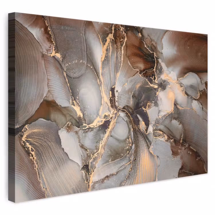 Leinwandbild - Grau - Gold - Marmor - Marmoroptik — 1