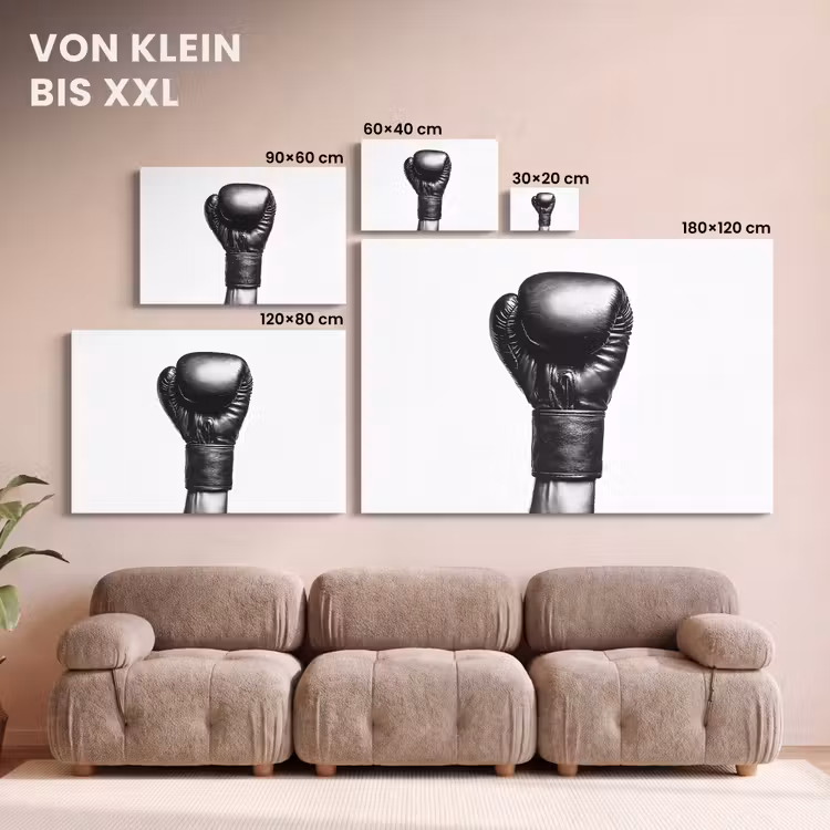 Leinwandbild - Boxhandschuh - Schwarz - Hand — 6