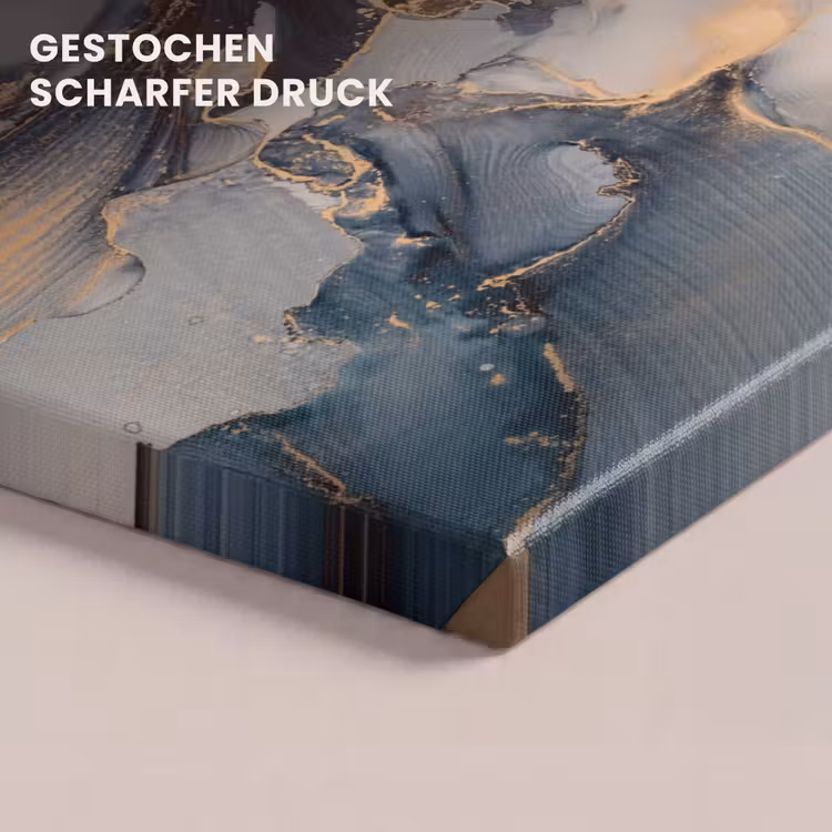 Leinwandbild - Marmor - Grau - Blau - Luxus - Gold — 4
