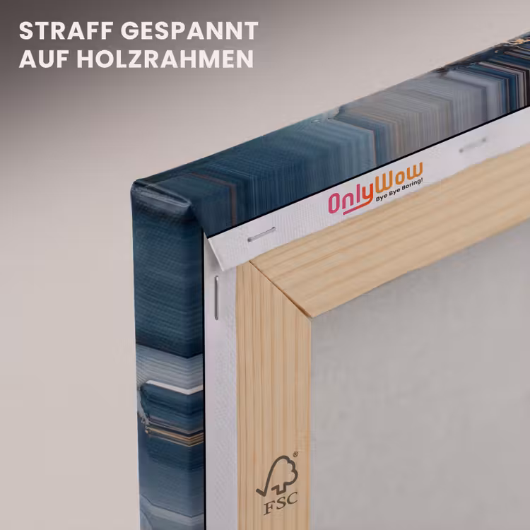 Leinwandbild - Marmor - Grau - Blau - Luxus - Gold — 5