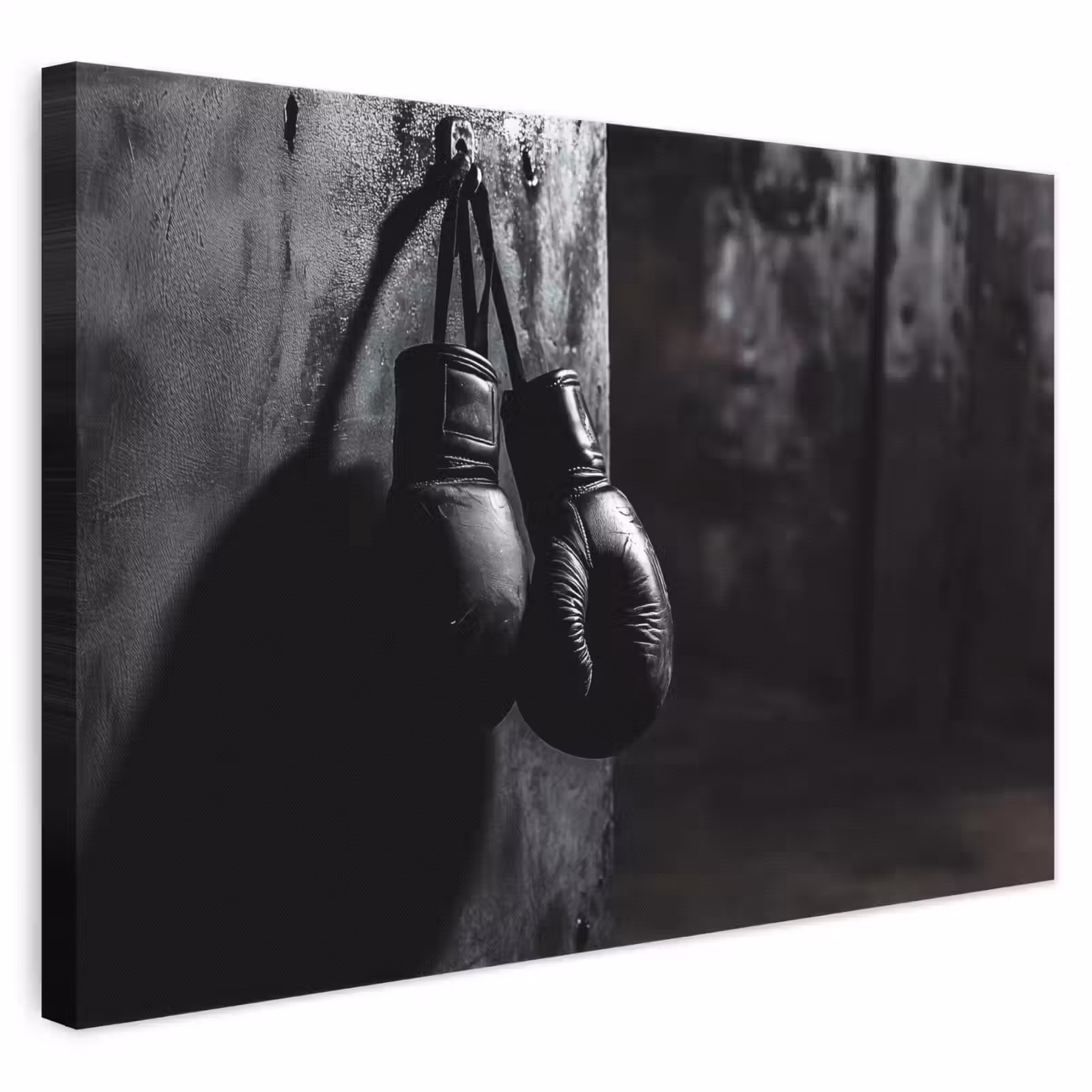 Leinwandbild - Boxhandschuhe - Wand - Dunkel - Schwarz — 1
