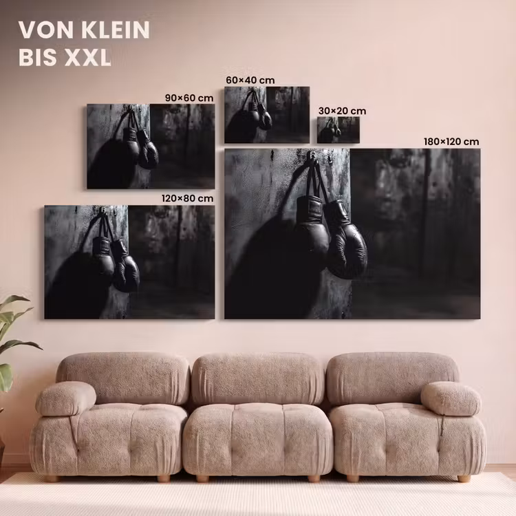 Leinwandbild - Boxhandschuhe - Wand - Dunkel - Schwarz — 6