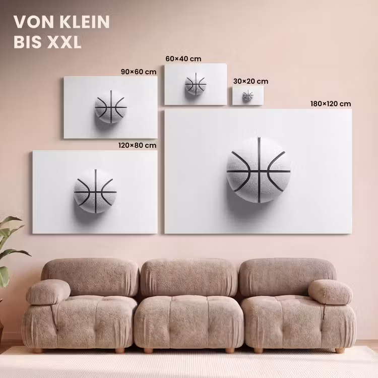 Leinwandbild - Basketball - Weiß - Schatten - Linien — 6