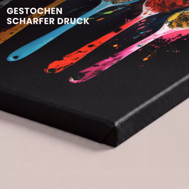 Leinwandbild - Löffel - Gewürze - Modern - Graffiti - Farbe - Farbenfroh — 4