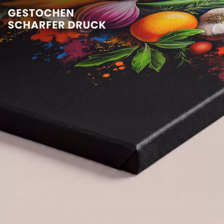 Leinwandbild - Gemüse - Lebensmittel - Kräuter - Graffiti - Kochen — 4