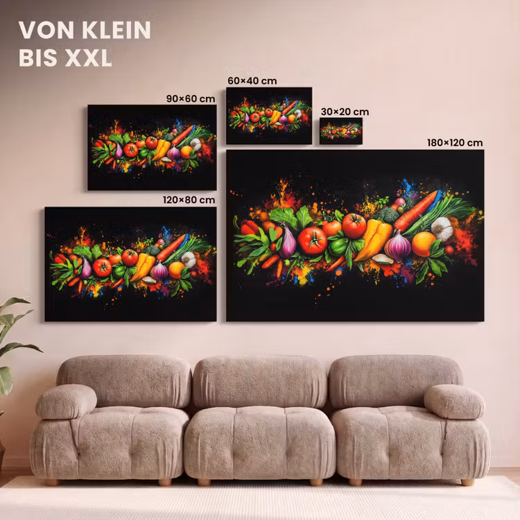 Leinwandbild - Gemüse - Lebensmittel - Kräuter - Graffiti - Kochen — 6