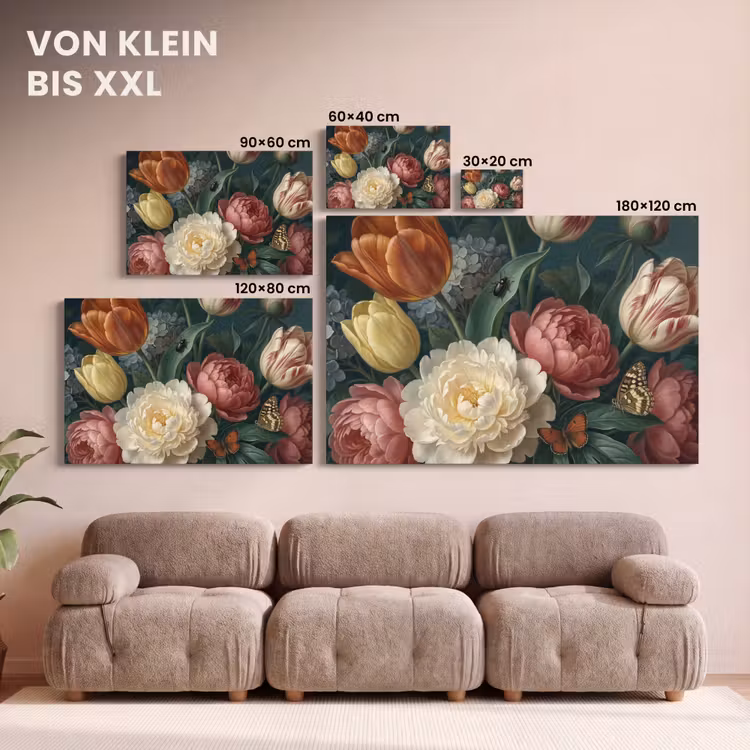 Leinwandbild - Blumen – Blumenstrauß – Natur – Klassisch – Dunkel — 6