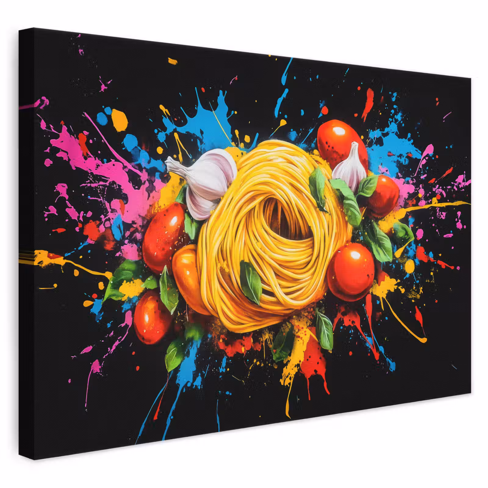 Leinwandbild - Spaghetti - Graffiti - Farbe - Bunt - Lebensmittel - Modern — 1