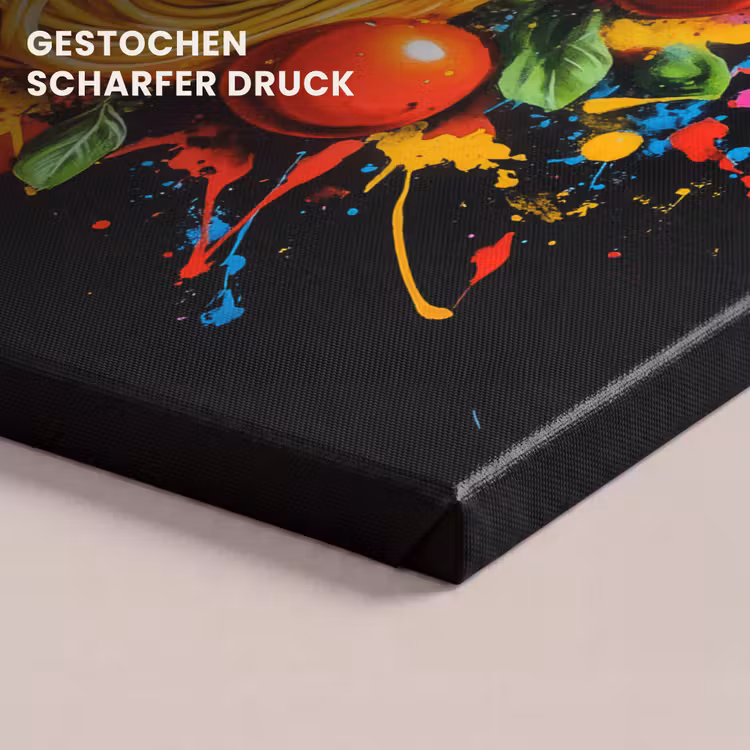 Leinwandbild - Spaghetti - Graffiti - Farbe - Bunt - Lebensmittel - Modern — 4