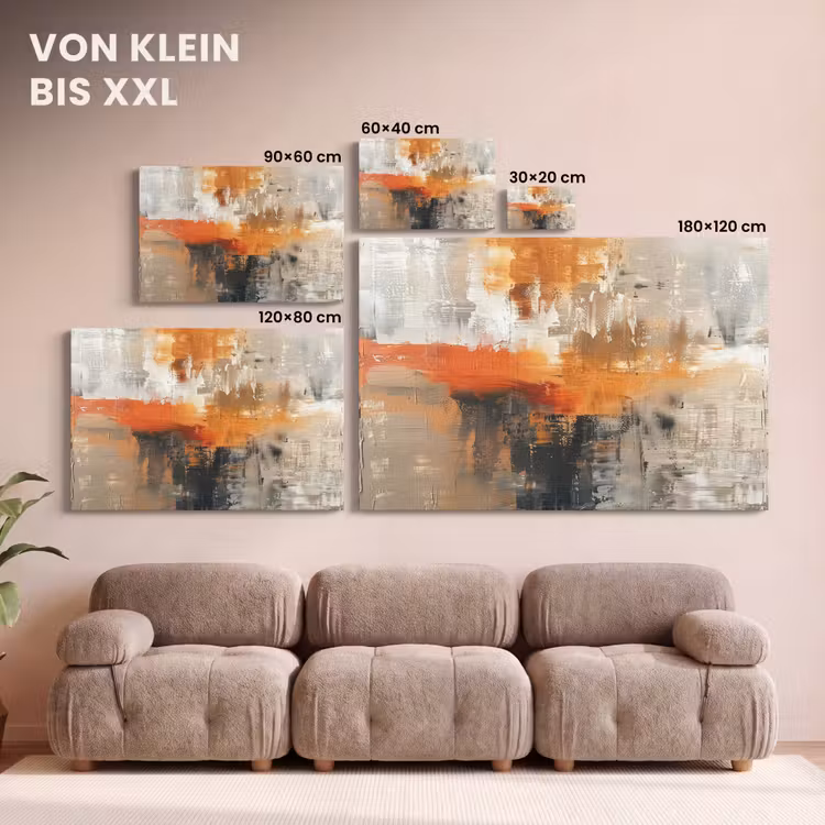 Leinwandbild - Moderne Kunst - Abstrakt - Gold - Grau — 6
