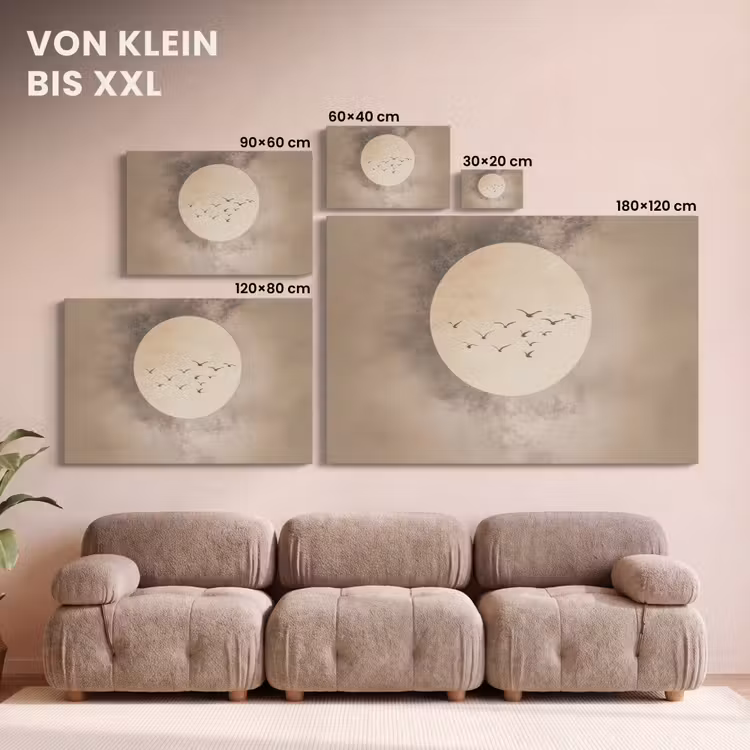 Leinwandbild - Vogel - Beige - Japanisch — 6