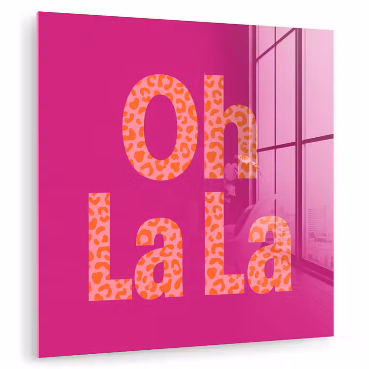 Glasbild - Oh la la - Leopardenmuster - Rosa — 1
