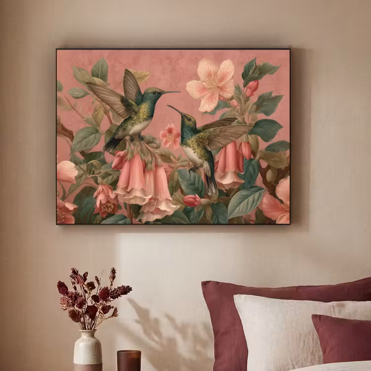 Art Frame - Kolibris - Blumen - Grün - Rosa — 2