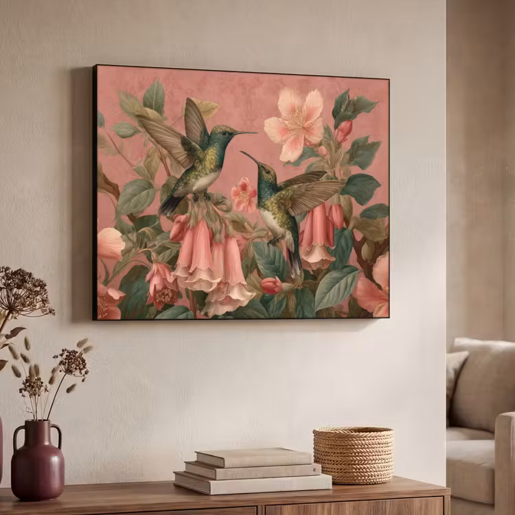 Art Frame - Kolibris - Blumen - Grün - Rosa — 3