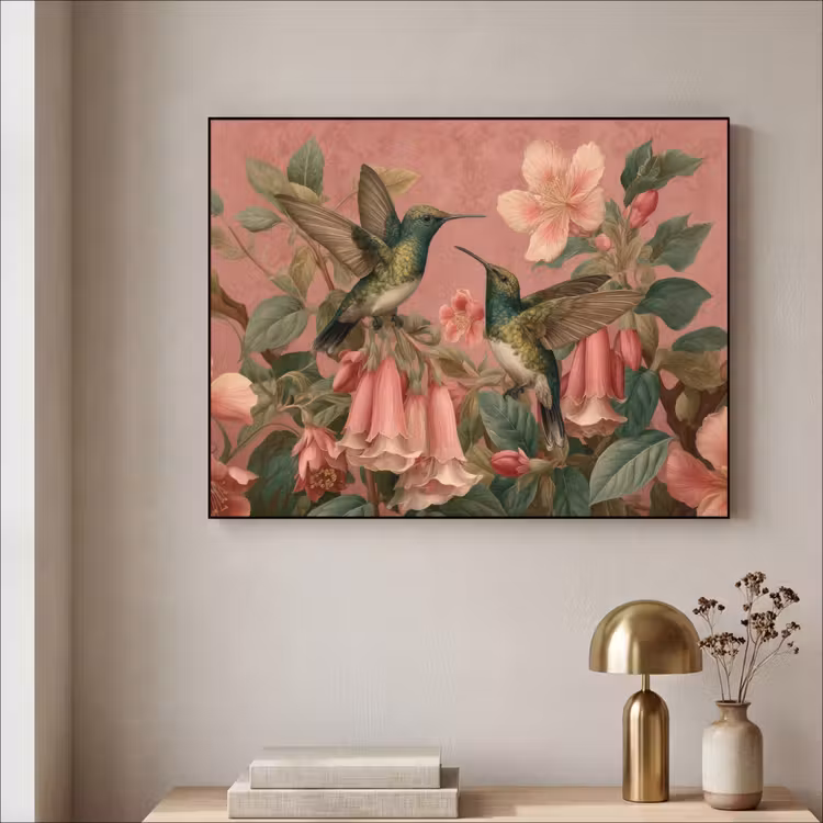 Art Frame - Kolibris - Blumen - Grün - Rosa — 4