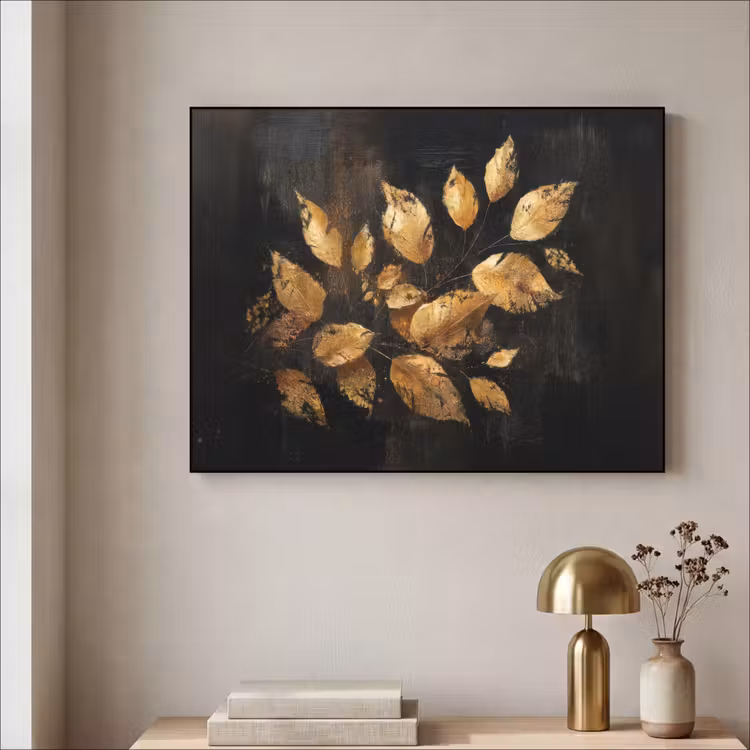 Art Frame - Goldene Blätter auf dunklem Hintergrund — 4