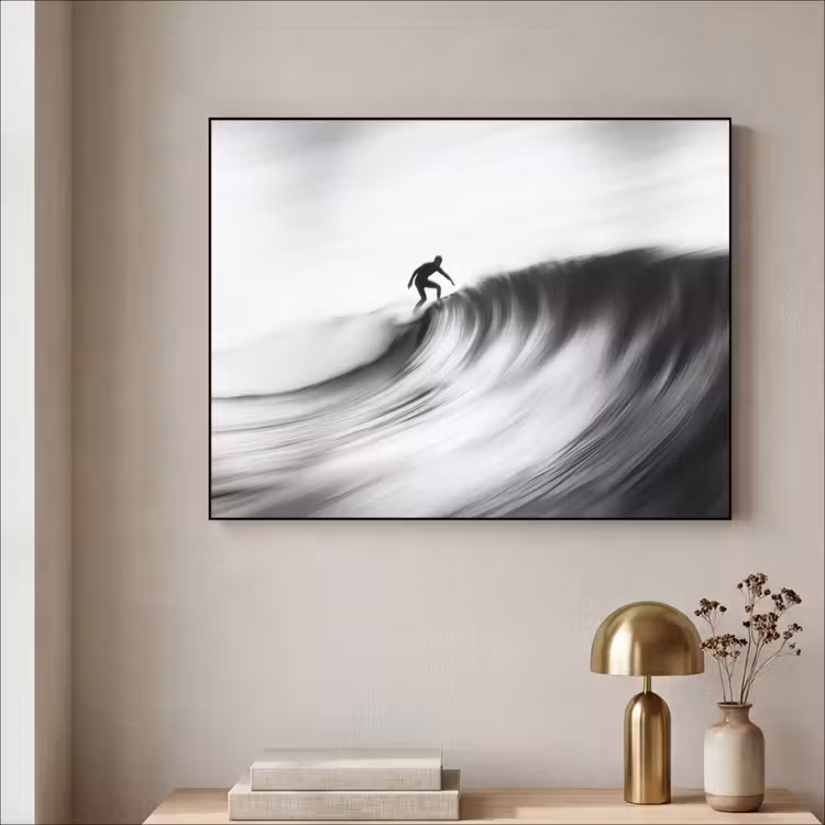 Art Frame - Surfer - Welle - Verblasst - Schwarz — 4