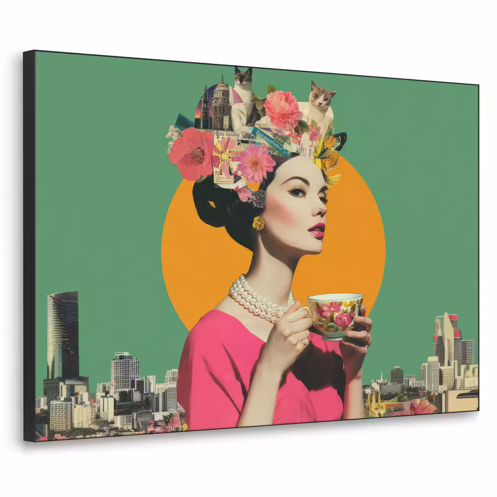 Art Frame - Retro - Frau - Stadt - Sonne — 1