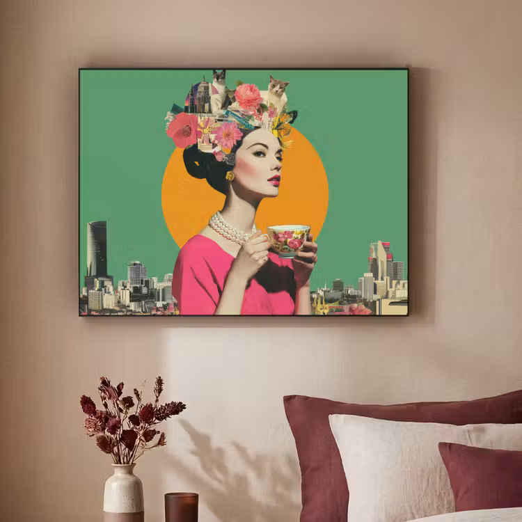 Art Frame - Retro - Frau - Stadt - Sonne — 2