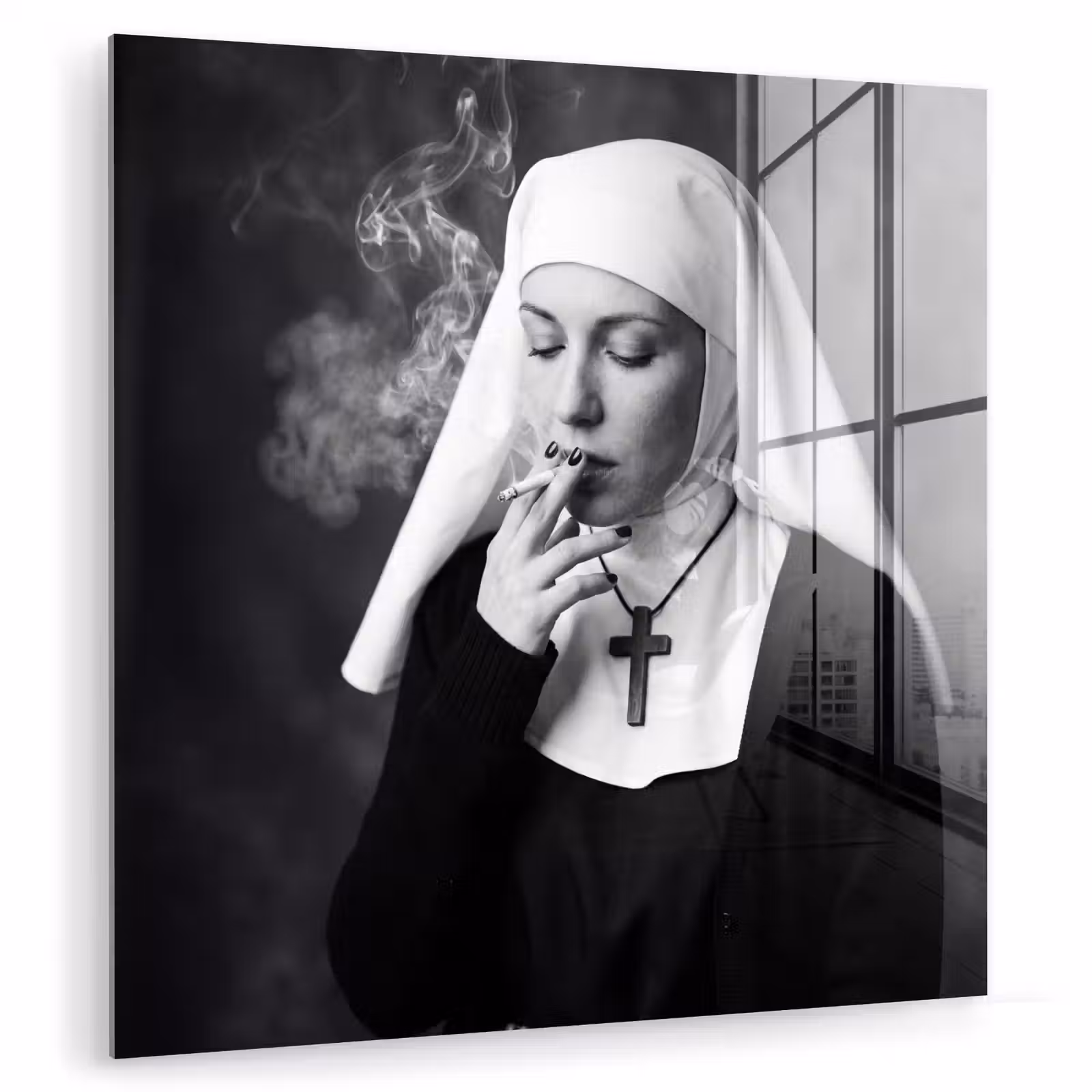 Glasbild - Nichtraucher - Porträt - Schwarz - Weiß - Rebellen — 1