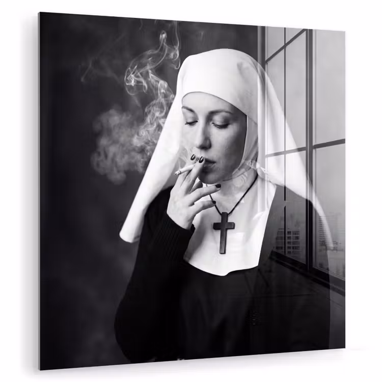 Glasbild - Nichtraucher - Porträt - Schwarz - Weiß - Rebellen — 1