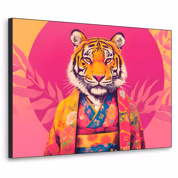 Art Frame - Tiger - Kimono - Pflanzen - Rosa — 1