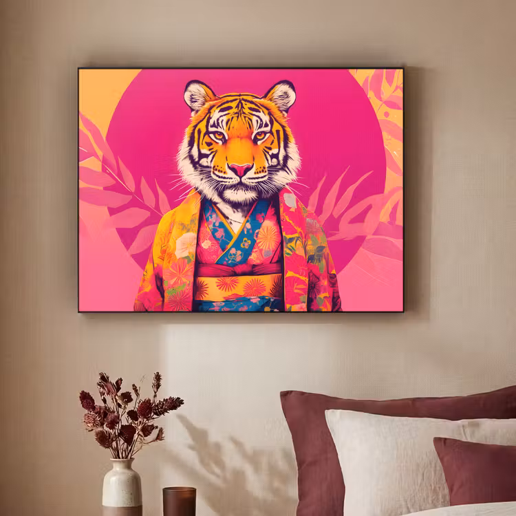 Art Frame - Tiger - Kimono - Pflanzen - Rosa — 2