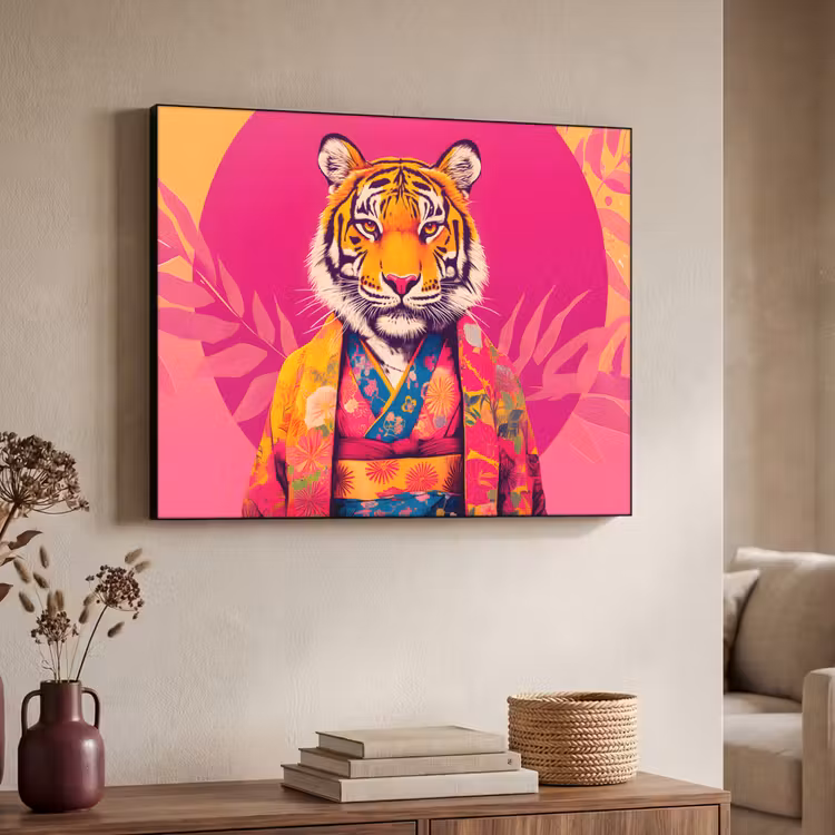 Art Frame - Tiger - Kimono - Pflanzen - Rosa — 3
