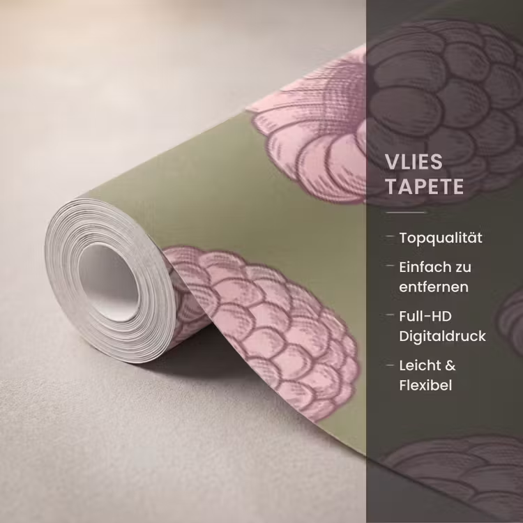 Tapete - Essen – Muster – Illustration – Rosa – Grün — 3