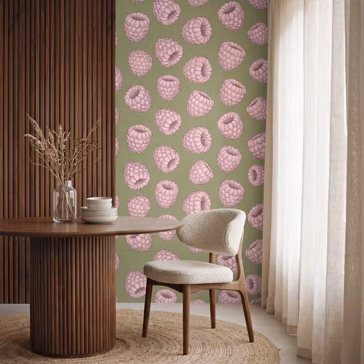Tapete - Essen – Muster – Illustration – Rosa – Grün — 4