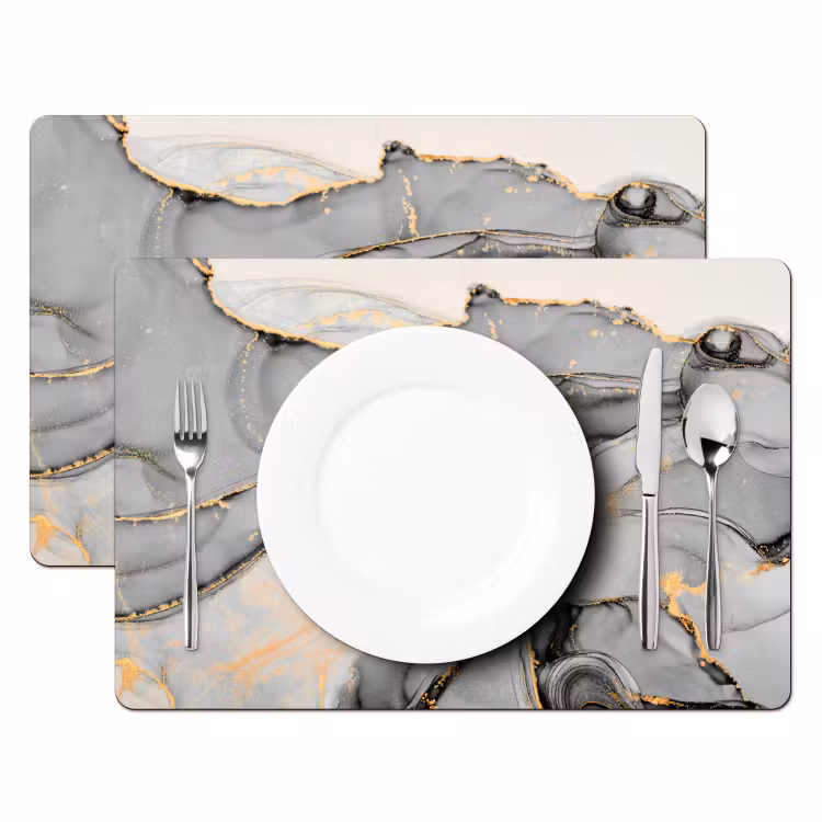 Tischset - 6 Stück - Marmor - Gold - Grau — 2