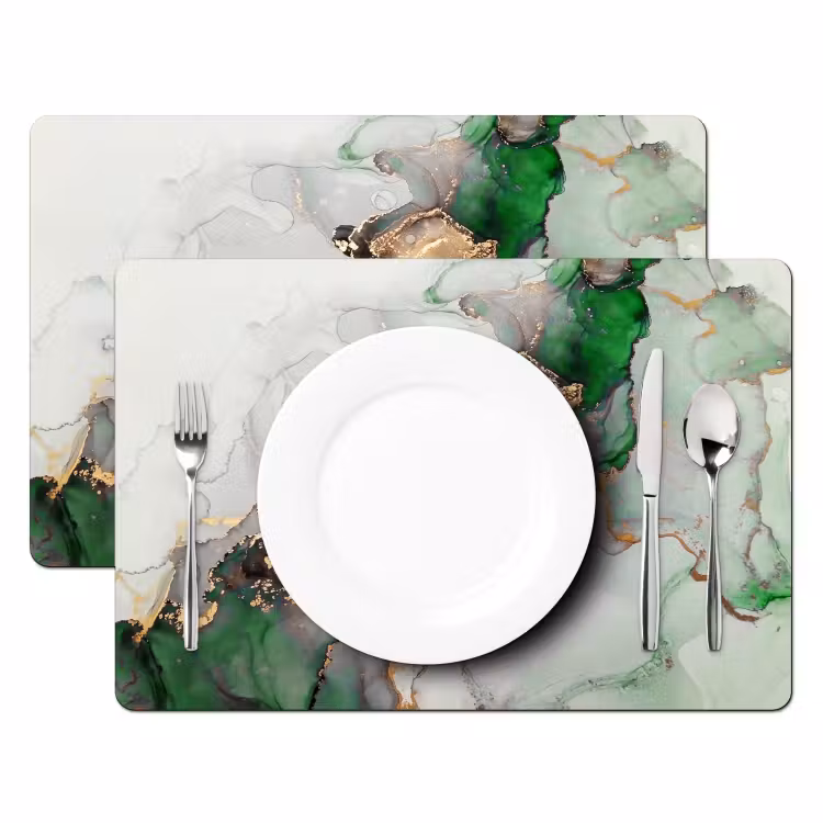 Tischset - 6 Stück - Marmor - Gold - Grün - Luxus — 2