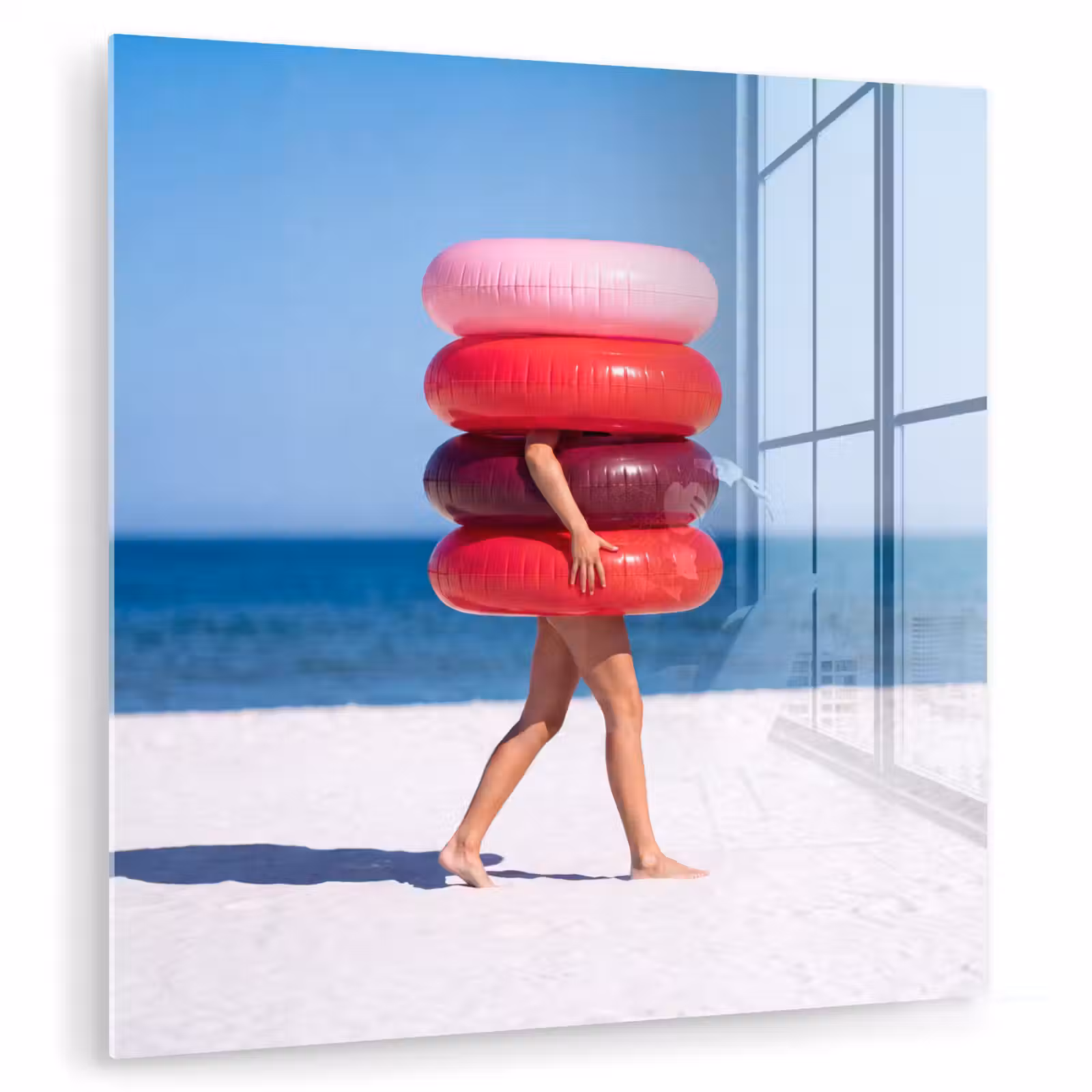 Glasbild - Menschen – Strand – Sommer – Freizeit – Farbenfroh — 1