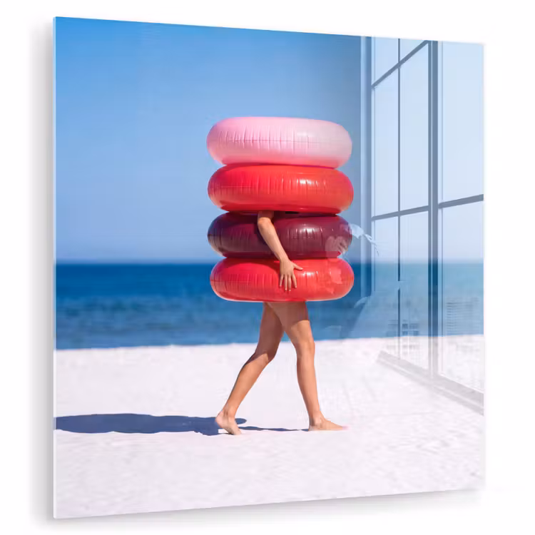 Glasbild - Menschen – Strand – Sommer – Freizeit – Farbenfroh — 1