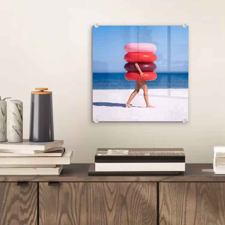 Glasbild - Menschen – Strand – Sommer – Freizeit – Farbenfroh — 2