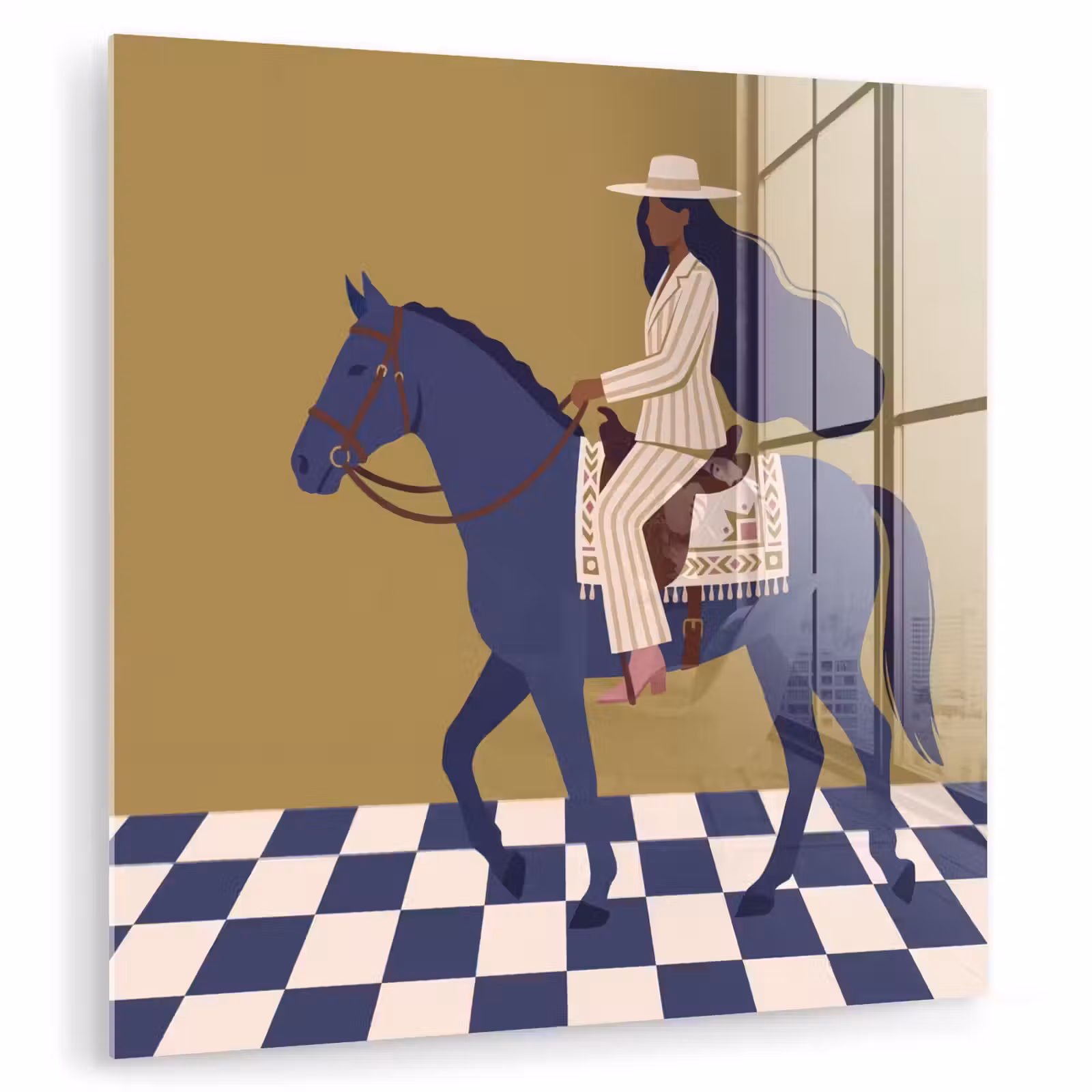 Glasbild - Frau – Pferd – Reiten – Modern – Abstrakt — 1