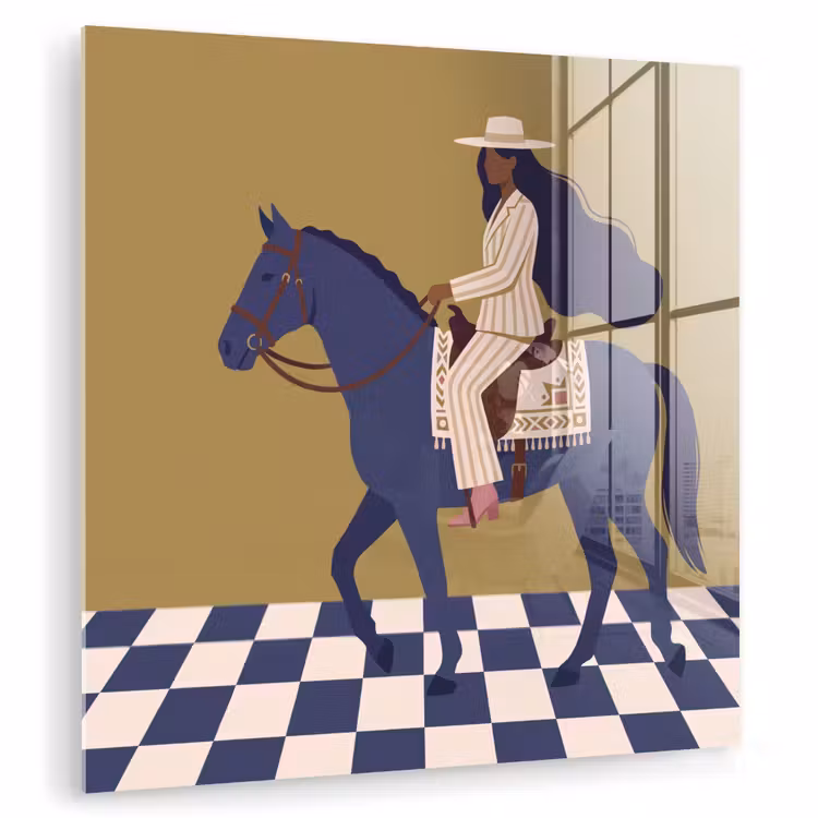 Glasbild - Frau – Pferd – Reiten – Modern – Abstrakt — 1