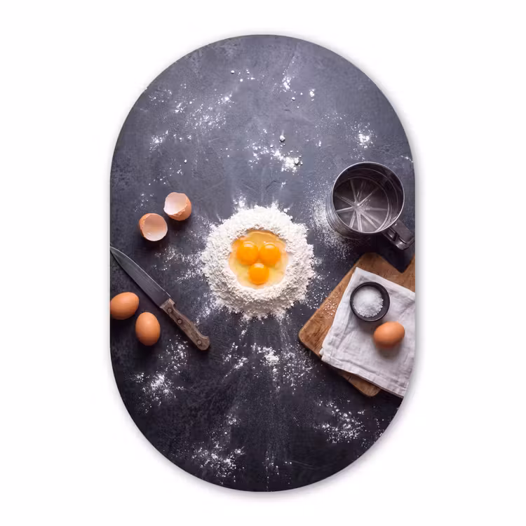 Alu-Dibond-Bild Oval - Essen – Backen – Küche — 1
