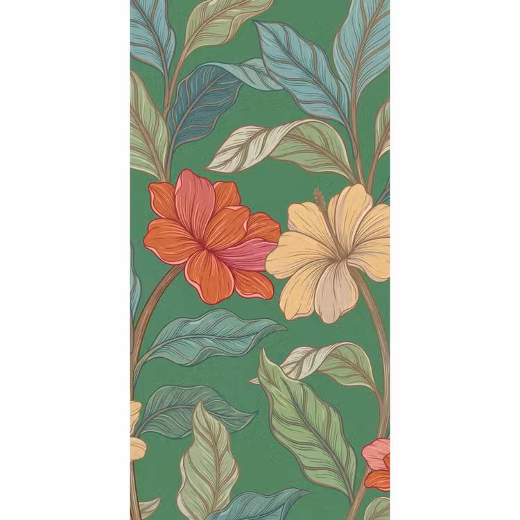 Tapete - Blumen – Grün – Illustration — 2