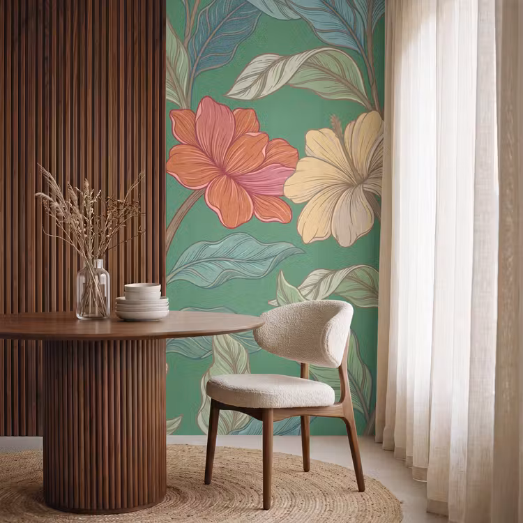 Tapete - Blumen – Grün – Illustration — 4